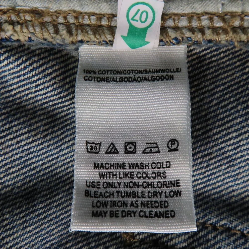 We the Free Zip it Up Denim Mini Skirt Distressed Frayed Raw Hem Blue Size 28 - Picture 9 of 12